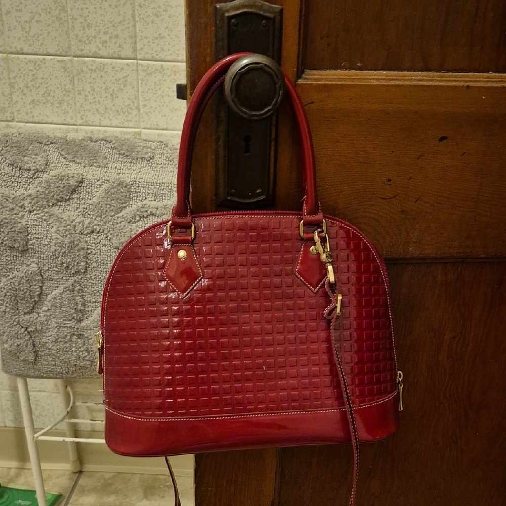 Patent Leather Italian Arcadia  Red Handbag /Crossing.